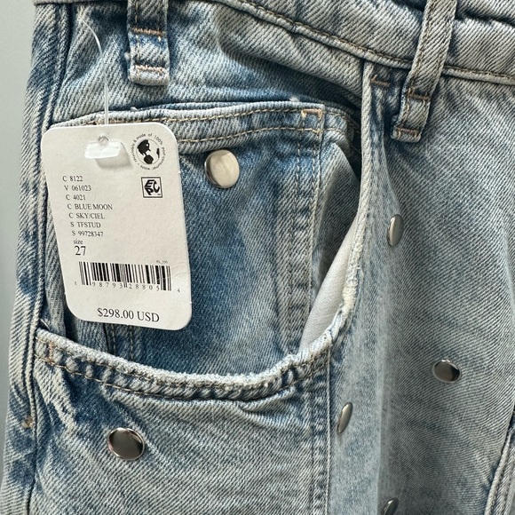 NWT Free People We The Free x Tricia Fix Ellipse Studded Barrel Jeans SZ 27 - Picture 6 of 7